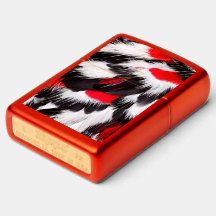 Fluffy Red black and white fjäthers