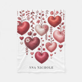 Fluffy Red Floral Heart Baby Shower Gift Fleecefilt