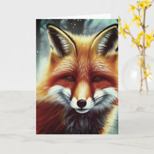 Fluffy Red Fox Porträtt Kort