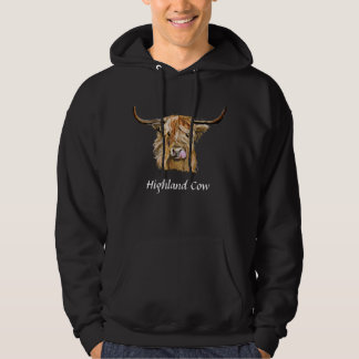 Fluffy Red Highland Cow Original Digital Art Hoodie