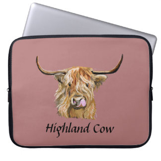 Fluffy Red Highland Cow Original Digital Art Laptop Fodral