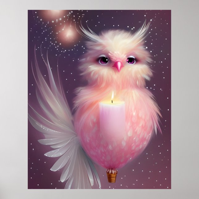Fluffy Rosa Baby Bird Poster (Framsidan)