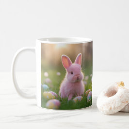 Fluffy Rosa Bunny Påsk Kaffemugg