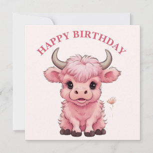 Fluffy Rosa Highlands Scottish Cow Julkort