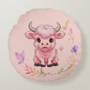 Fluffy Rosa Highlands Scottish Cow Rund Kudde