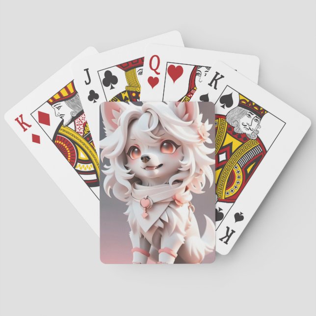 Fluffy Rosa och vit valp Casinokort (Baksidan)