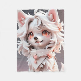 Fluffy Rosa och vit valp Fleecefilt