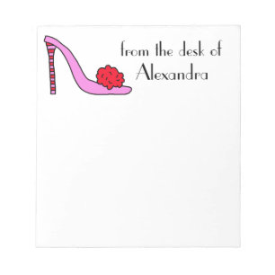 Fluffy Rosa & Red High Heel Stiletto Shoe Anteckni Anteckningsblock