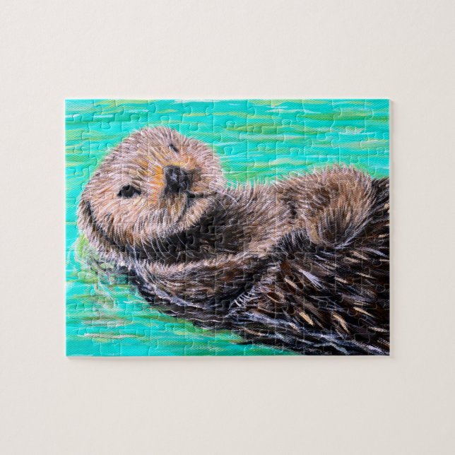 Fluffy Sea Otter-målning Pussel (Horisontell)