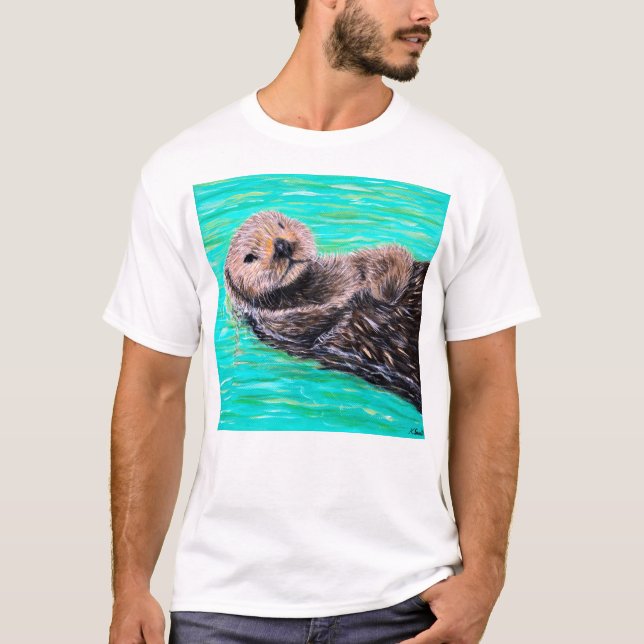 Fluffy Sea Otter-målning T Shirt (Framsida)