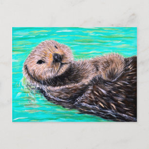 Fluffy Sea Otter-målning Vykort