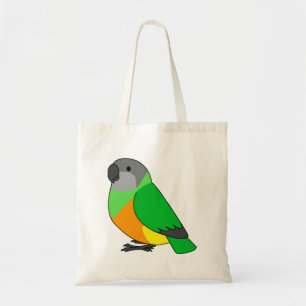 Fluffy senegal parrot tecknad teckning tygkasse