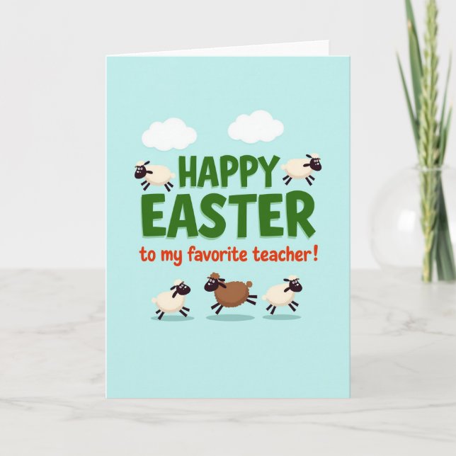 Fluffy Sheep Easter Card Kort (Framsida)