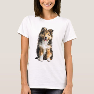 Fluffy Shetland Sheepdog Puppy Illustration Women T Shirt