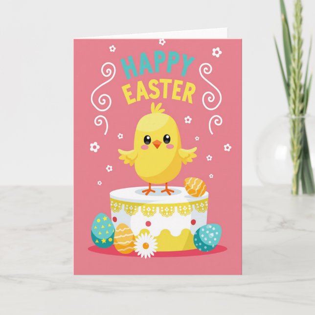Fluffy Spring Cake Faux Gold Foil Card Kort (Framsida)