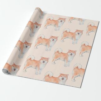 Fluffy Svan Kawaii Vatten Färg Shiba Inu Doggo Presentpapper