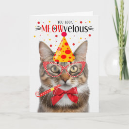 Fluffy Tabby katt MEOWvelous Birthday Kort
