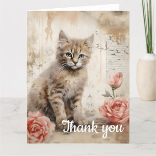 Fluffy tabby kitten Tack 13 Kort