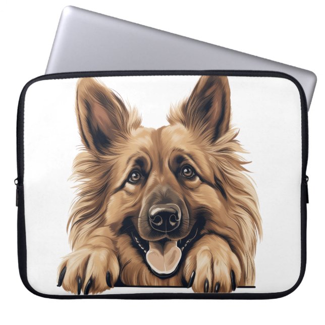 FLUFFY TAN BELGIAN TERVUREN HUND LAPTOP FODRAL (Framsidan)