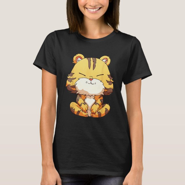 Fluffy Tiger Zen  Pamper Yourself T Shirt (Framsida)