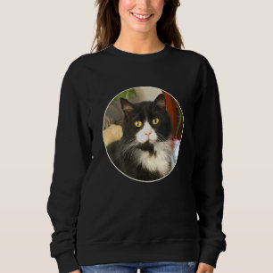 Fluffy Tuxedo Cat Ansikte T Shirt