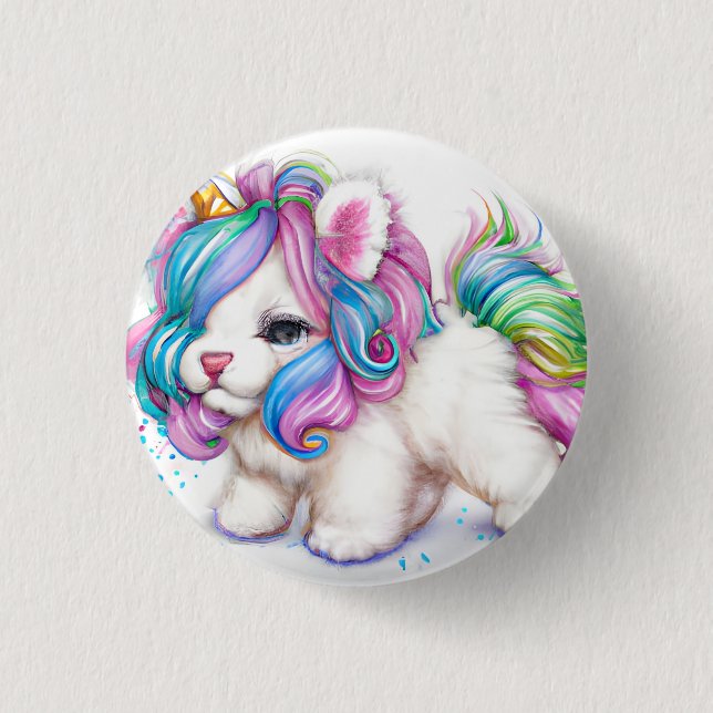 Fluffy Unicorn Puppy Knapp (Framsida)
