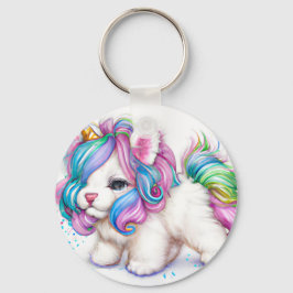 Fluffy Unicorn Puppy Nyckelring