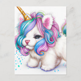 Fluffy Unicorn Puppy Vykort