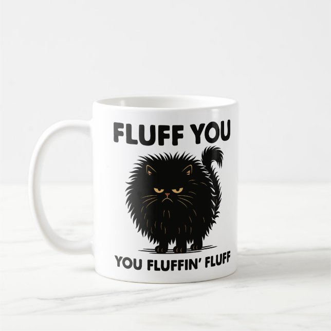 Fluffy Voluminous Cat Life Kattunge Stil Kaffemugg (Vänster)