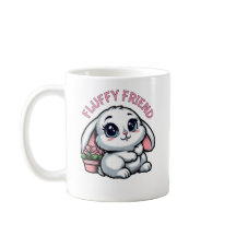 Fluffy White Bunny med Plant Pot