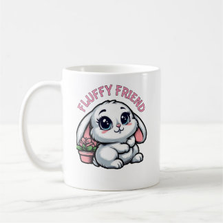 Fluffy White Bunny med Plant Pot Kaffemugg