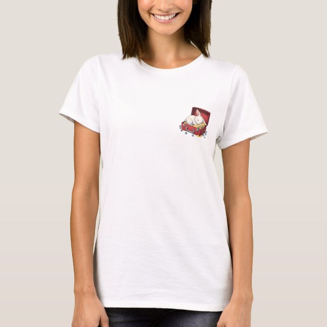 Fluffy White Bunny Sleeping Inside Rustic Red Tool T Shirt (Framsida)