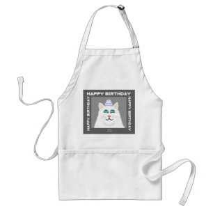 Fluffy White Cat Apron Förkläde