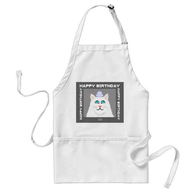 Fluffy White Cat Apron Förkläde (Framsidan)