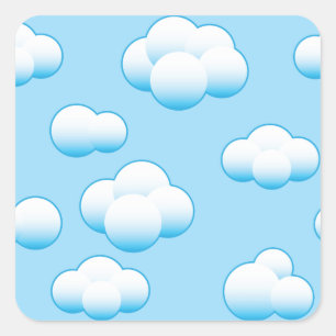 Fluffy White Clouds Stickers Fyrkantigt Klistermärke