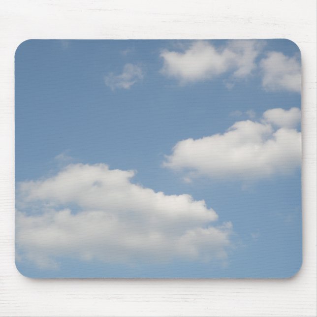 Fluffy White Cumulus Clouds Mousepad Musmatta (Framsidan)