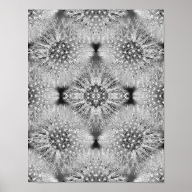 Fluffy White Dandelions Abstrakt Natur Poster (Framsidan)