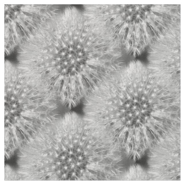 Fluffy White Dandelions Nature Mönster Tyg (Närbild)
