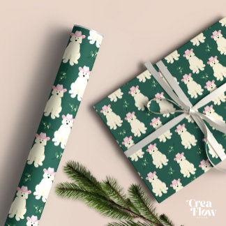 Fluffy White Hund med rosa Cowgirl som jul Presentpapper