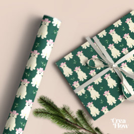 Fluffy White Hund med rosa Cowgirl som jul Presentpapper