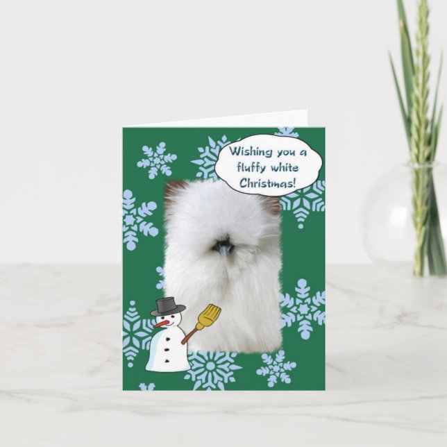 Fluffy White-jul Helgkort (Framsida)
