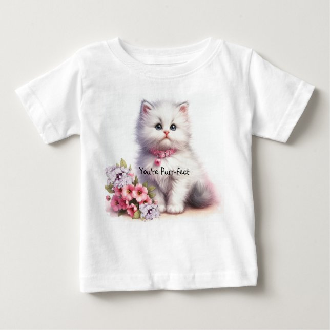 Fluffy White Kitten Du är infusionsfri T Shirt (Framsida)