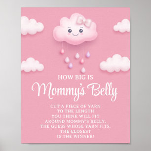 Fluffy white moln nio Hur stort Mamma Blocky-spel Poster