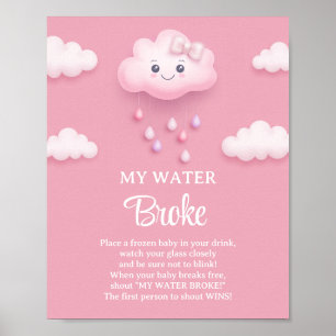 Fluffy white moln nio rosa Mitt Vatten Fattiga spe Poster
