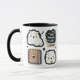 Fluffy White Sheep - "Deep Thoughts Later" Cute Mugg