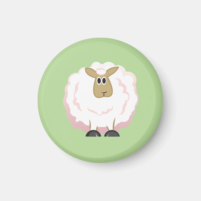 Fluffy White Sheep Magnet (Framsidan)