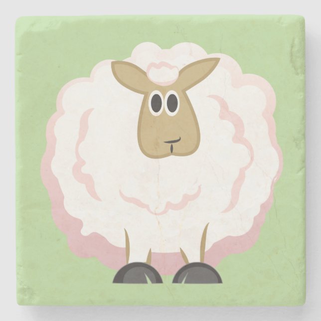Fluffy White Sheep Stenunderlägg (Framsidan)