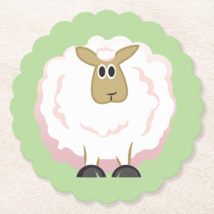 Fluffy White Sheep Underlägg Papper