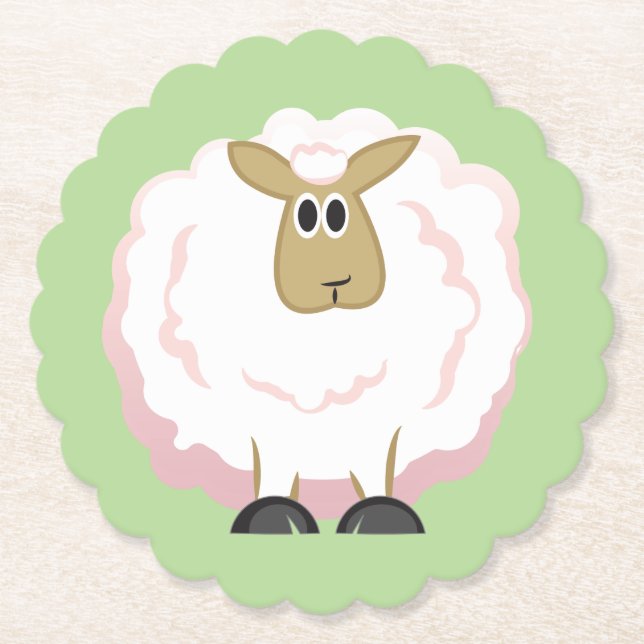 Fluffy White Sheep Underlägg Papper (Framsida)