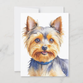 Fluffy Yorkshire Terrier Soft and Gentle Hund Art Vykort